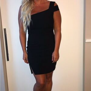 Likely Black One-Shoulder Packard Mini Dress